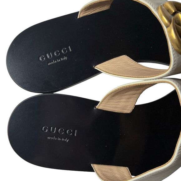 Gucci Marmont GG Thong Sandals White Leather EU 38.5 US 8.5 w/ Box & Dust Bag - Picture 6 of 9